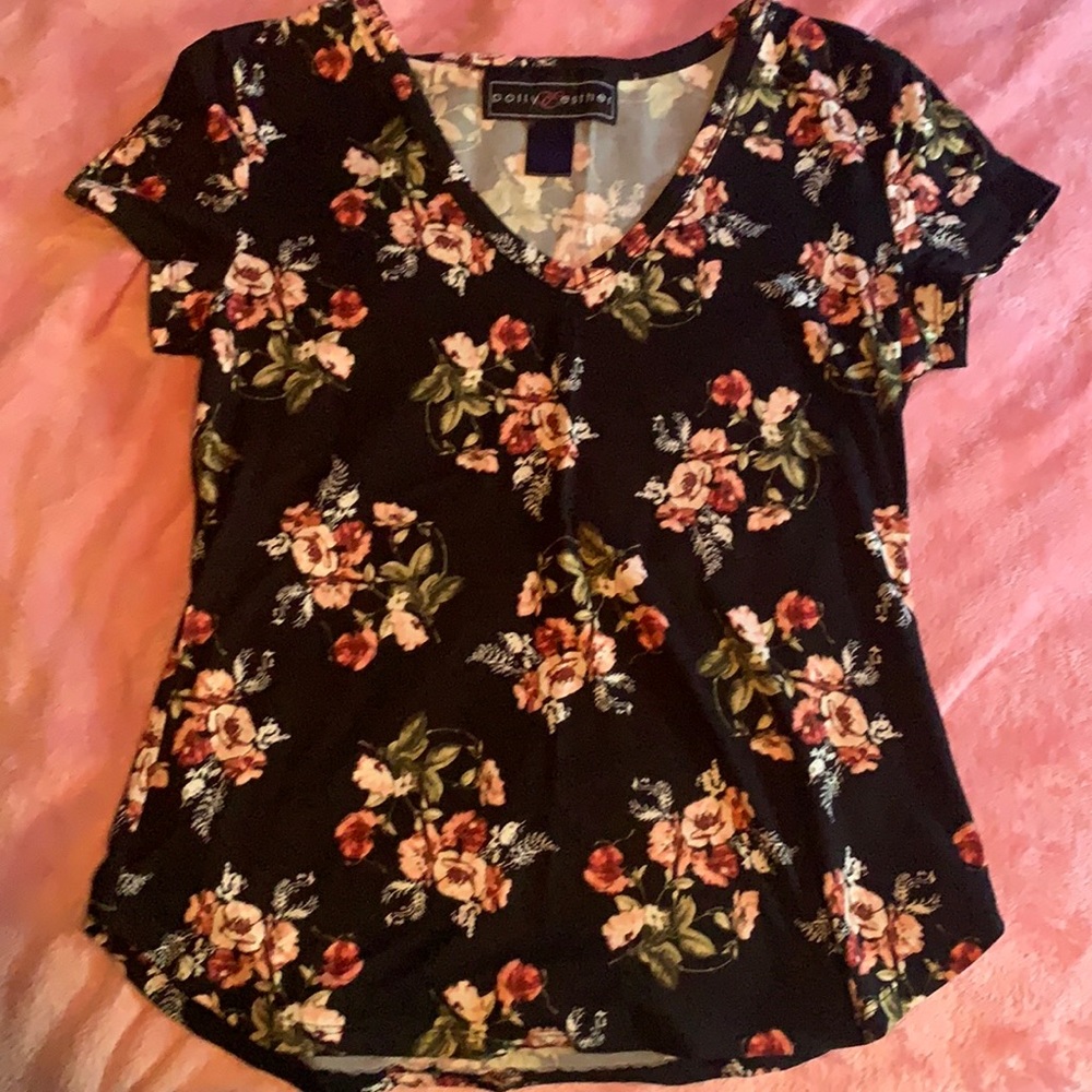 black large shirt with flowers for $10